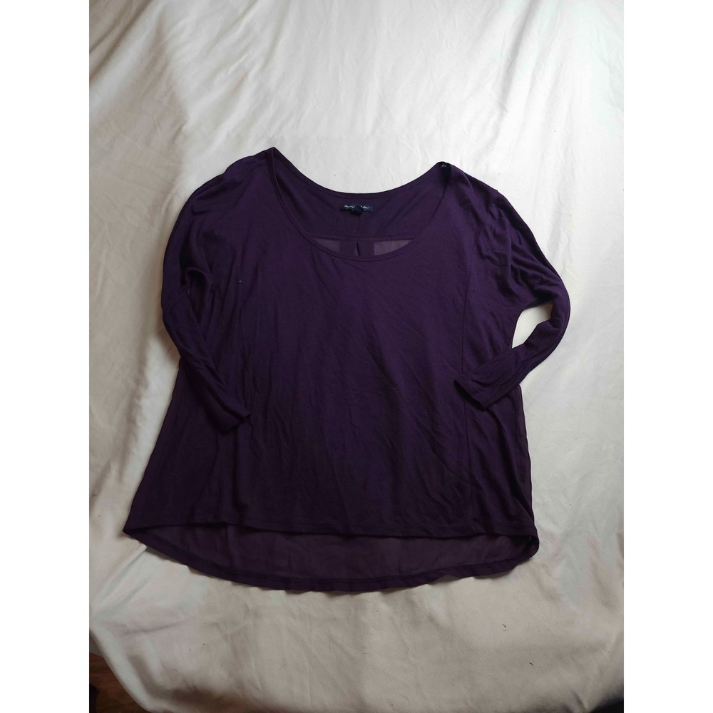 American Eagle Shirt Top Womens Medium Purple Shirttail Hem Minimal Casual